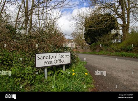 SANDFORD, DEVON, UK - APRIL 6, 2022 Sandford Village sign Stock Photo ...