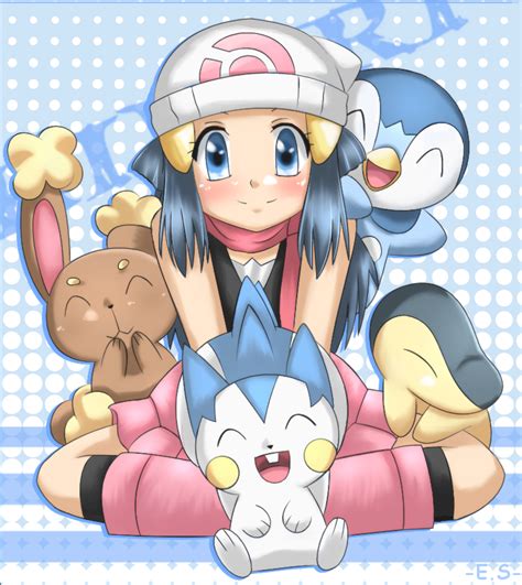 Dawn/ Hikari Fan Art: Dawn with her Pokemon | Pokemon, Pokemon images, Anime