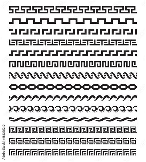 Old mediterranean greek mythology vector pattern repetitive borders set Stock Vector | Adobe Stock