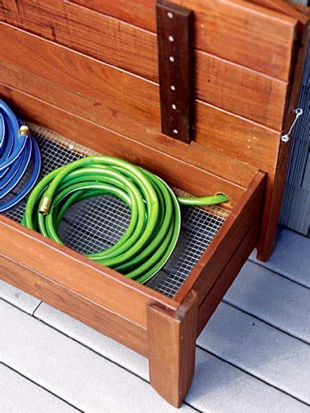 garden hose storage ideas - Google Search | Outdoor storage bench, Hose ...