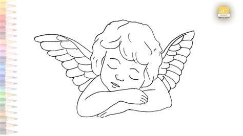 Sleeping Baby Angel drawing | How to draw Cute baby Angel step by step | Angel drawing tutorials ...