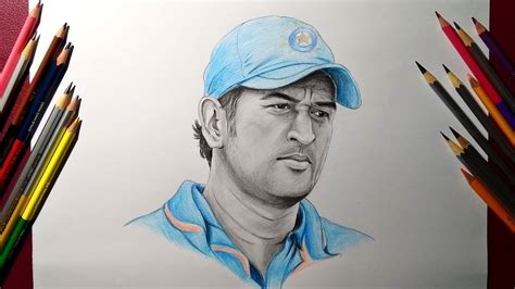 How to draw MS Dhoni face for beginners - YouTube