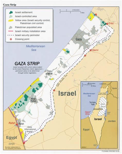 Grande detallado mapa político de la Franja de Gaza con otras marcas - 2000 | Franja de Gaza ...