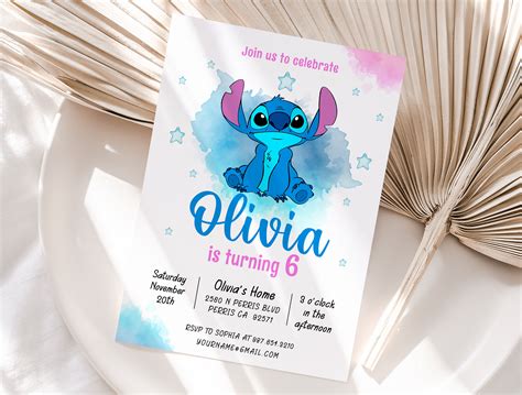 Buy Editable Stitch Birthday Invitation Template Printable Online in India - Etsy