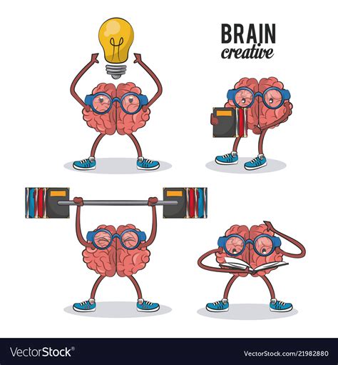 Creative brains cartoons Royalty Free Vector Image