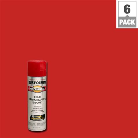Rust-Oleum Professional 15 oz. High Performance Enamel Gloss Safety Red Spray Paint (6-Pack ...