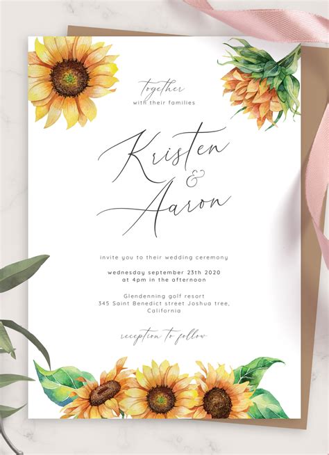 Sunflower Invitation Template Free