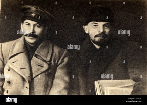 Stalin and Lenin, Russian Bolshevik revolutionary leaders, Moscow ...