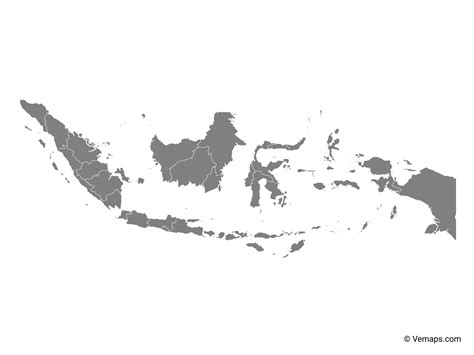 Grey Map of Indonesia with Provinces | Free Vector Maps