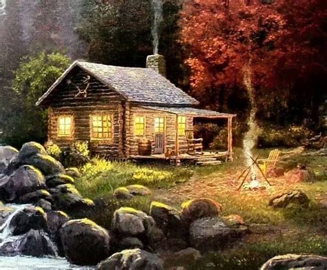 Pin by Greg S. James on Log Cabins ~ Old and New | Thomas kinkade, Thomas kincaid, Cabins in the ...