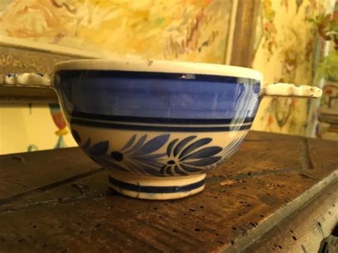 FRENCH BLUE & White Pottery Porringer Dish HB Quimper $85.00 - PicClick