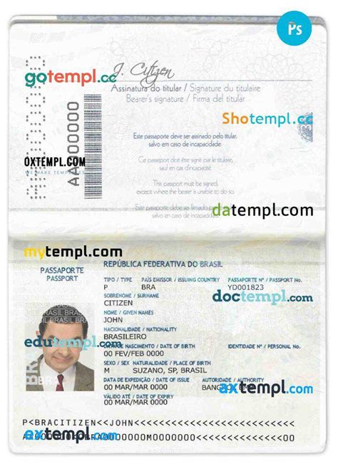 Brazil passport template in PSD format, 2016-2019 by doctemplpass - Issuu