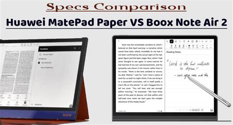 Huawei Matepad Paper VS Boox Note Air 2- Specs Comparison - eReader X