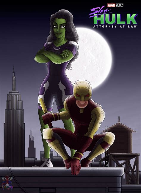 She-Hulk FanArt piece featuring Daredevil by TheArt-Legion on DeviantArt