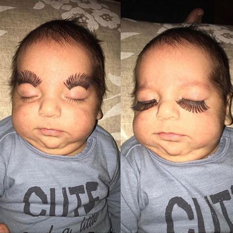 Funny Makeup Artist Baby Faux Eyelashes Instagram Pic | People ...