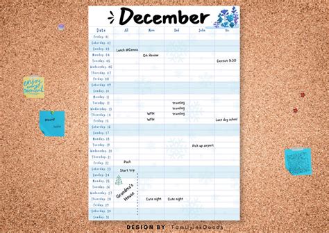 Printable Family Calendar 2023 Planner Wall Calendar Family - Etsy