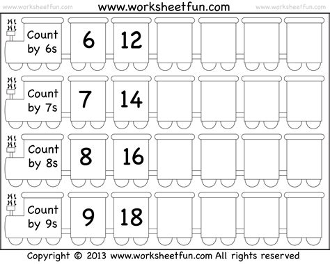 Skip Counting by 6, 7, 8 and 9 – Worksheet / FREE Printable Worksheets – Worksheetfun