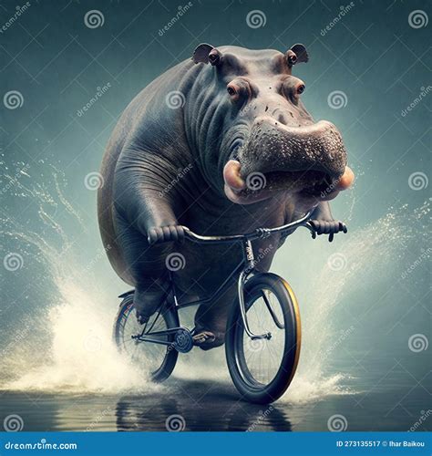 Hippo Riding a Bicycle stock illustration. Illustration of surrealism - 273135517