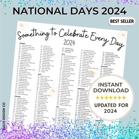 Days to Celebrate, 2024 National Days Calendar, Social Media Ideas, Fun Theme Days 2024, Fun ...