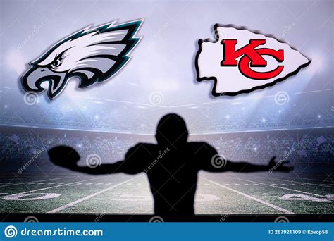 PHOENIX, USA, 30 JANUARY 3, 2023: Philadelphia Eagles Vs. Kansas City Chiefs. Silhouette of NFL ...