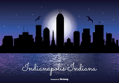 Indianapolis Night Skyline Illustration - Download Free Vector Art ...