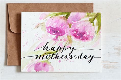 Mothers day card unique, Hand Painted Watercolor cards, Hand lettered Watercolor Card, Mothers ...