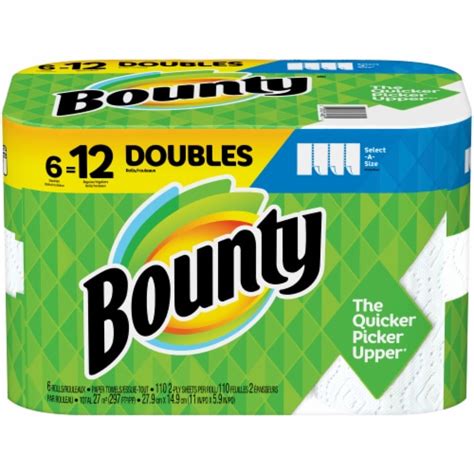 Bounty Select-A-Size Double Rolls Paper Towels, 6 rolls - Fred Meyer