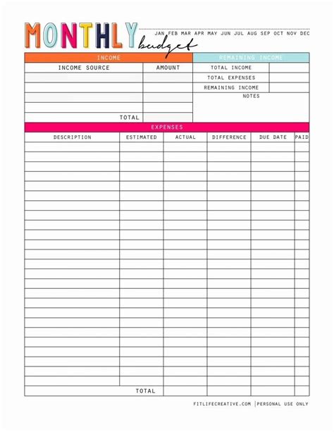 Fillable Monthly Bill Payment Worksheet | Best Calendar Example