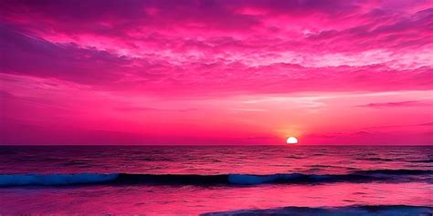 Premium AI Image | Beautiful pink sunset over the beach