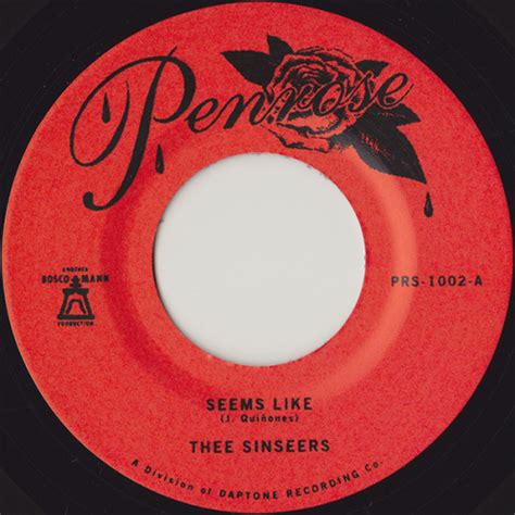 Thee Sinseers - Seems Like 7" - Plug Seven Records