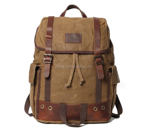 Vintage Canvas Backpack Rucksack Backpack | Canvas Bag Leather Bag ...