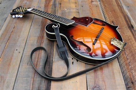 F Style Mandolin Strap Made With Black Leather for Bluegrass - Etsy