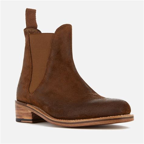 Grenson Women's Nora Burnished Suede Chelsea Boots in Tan (Brown) - Lyst