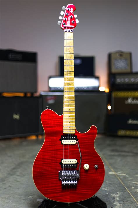 ERNIE BALL MUSIC MAN AXIS TRANSPARENT RED FLAME TOP grlc2071 | eBay