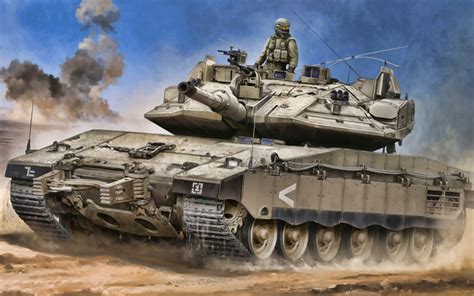 Download wallpapers Merkava, desert, tanks, Israeli MBT, Israeli Army, sand camouflage, armored ...