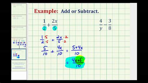 Ex: Add and Subtract Fractions Containing Variables - YouTube