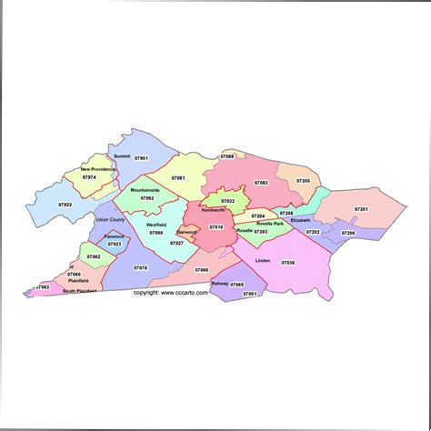 Union County, New Jersey Zip Code Map - Elizabeth