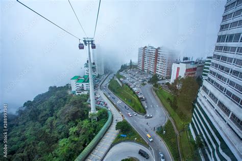 cable car Genting highland Malaysia-April 2018: Viwe from above in ...