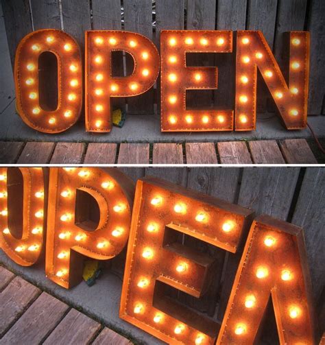 19 Tall OPEN LETTERS Marquee Lights With Patina - Etsy in 2022 ...