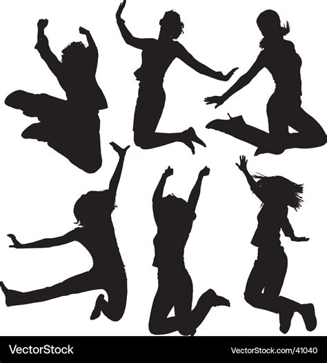 Jumping people silhouettes Royalty Free Vector Image