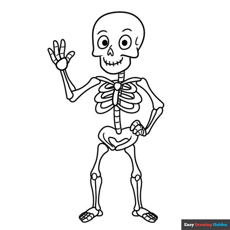 Cartoon Skeleton Coloring Page | Easy Drawing Guides