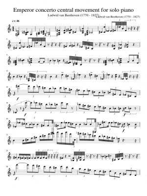 Free sheet music: Emperor concerto central movement for solo piano- by Ludwid van Beethoven ...