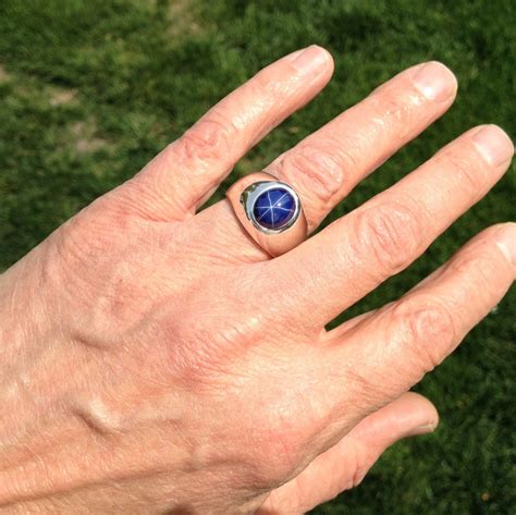 Oval Blue Star Sapphire Men's Ring in Heavy Sterling Silver | Doug ...