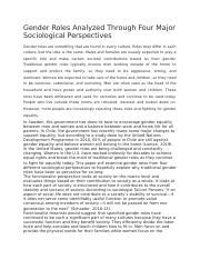 Gender Roles Analyzed Through Four Major Sociological Perspectives.docx ...