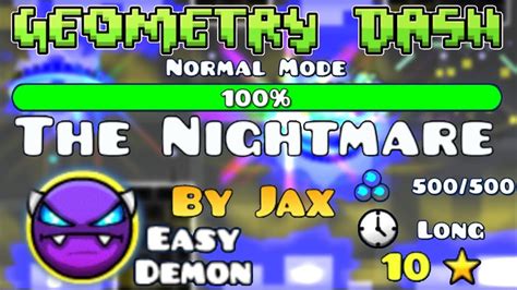 Geometry dash - The nightmare (level designed by: Jax) gameplay by ...