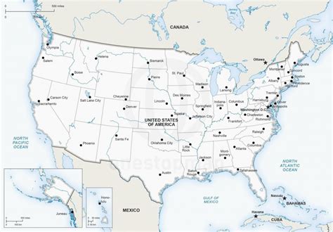 Printable Map Of The United States With Capitals And Major Cities ...