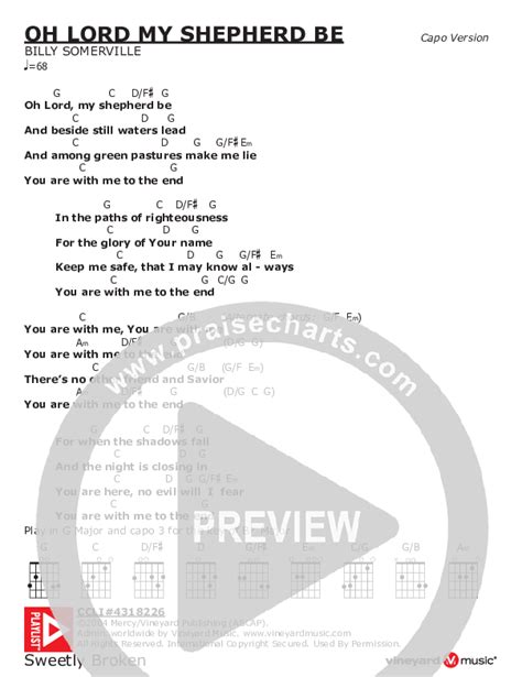 Oh Lord My Shepherd Be Chords PDF (Billy Somerville) - PraiseCharts