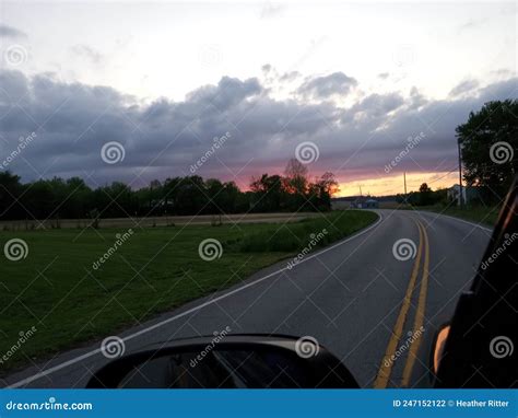 Old Country Road Sunset stock photo. Image of morning - 247152122