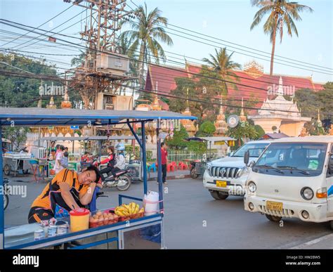 The night market in Vientiane. The famous night market is a major ...