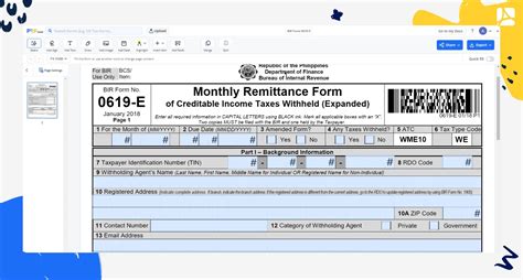 Fillable BIR Form 0619-E - Edit, Download and Send online | PDFliner